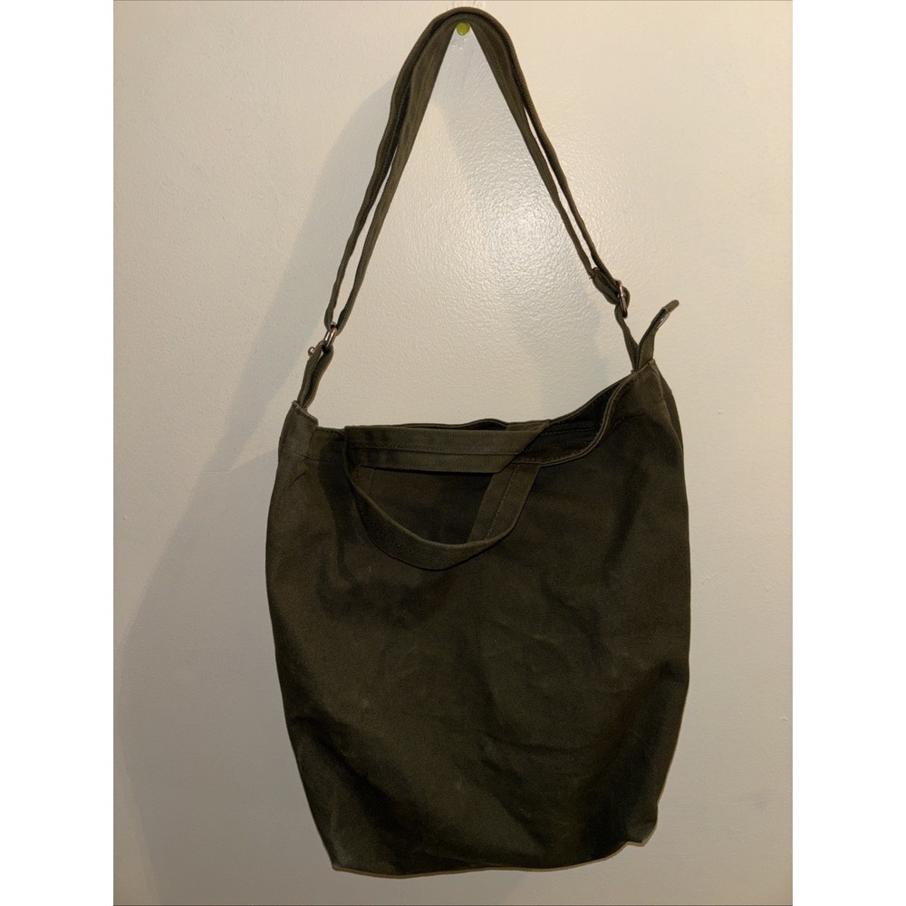 Baggu Bag Olive Green Canvas Tote Medium 17x15 Travel Crossbody Everyday Tote - Picture 4 of 6